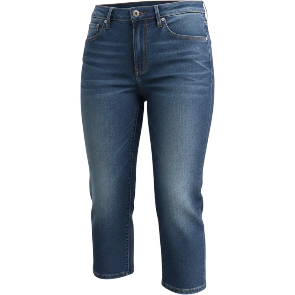 Aura by Lee Womens Dark Wash Denim Capri Jeans Blue Stretch Size 8R WUT34PB